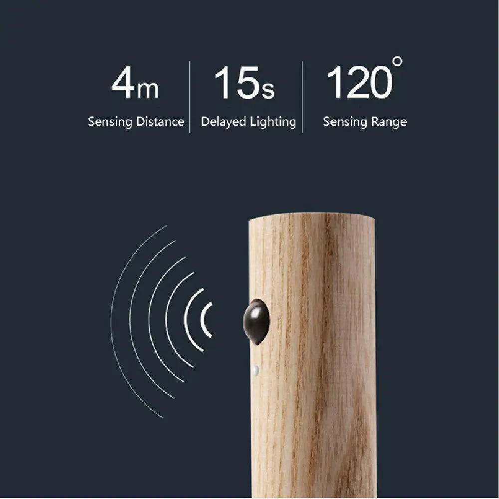 Auto LED USB Magnetic Wood Wireless Night Light Corridors Porch Lights PIR Motion Sensor Wall Light Cabinet Lamp - Image #2