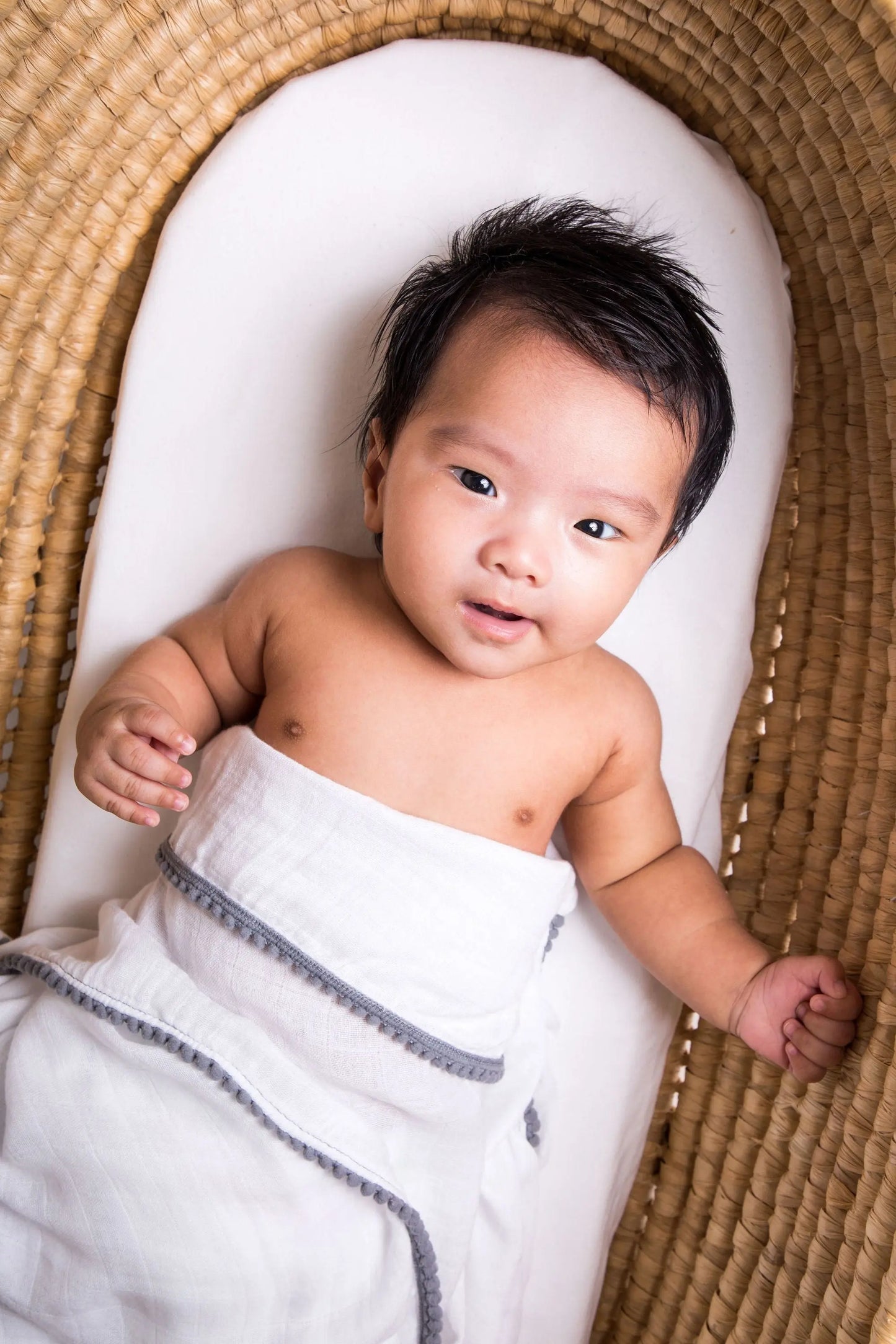 3 Pc Newborn Essential Set - Hooded Towel, Swaddle + Toy Rattle Eromxe