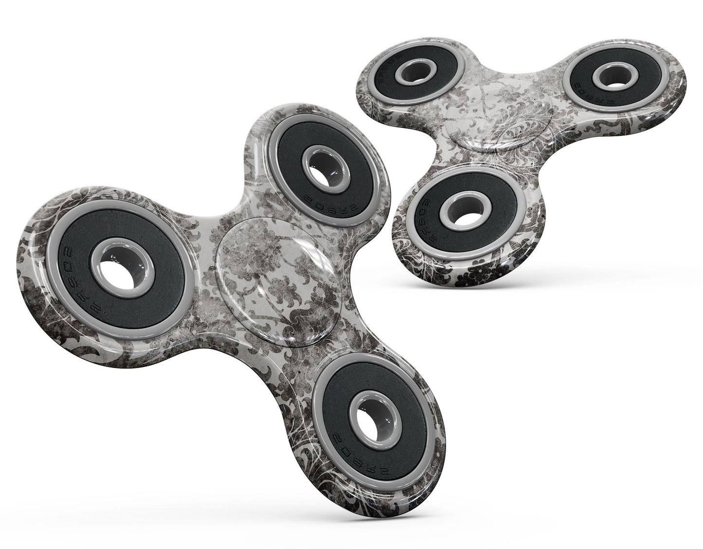 Black and White Cauliflower Damask Pattern Full-Body Fidget Spinner