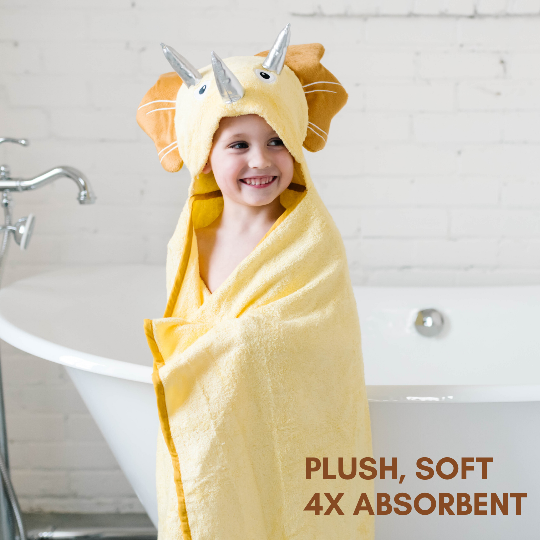 Bamboo Viscose Baby Hooded Towel Yellow Dinosaur Eromxe