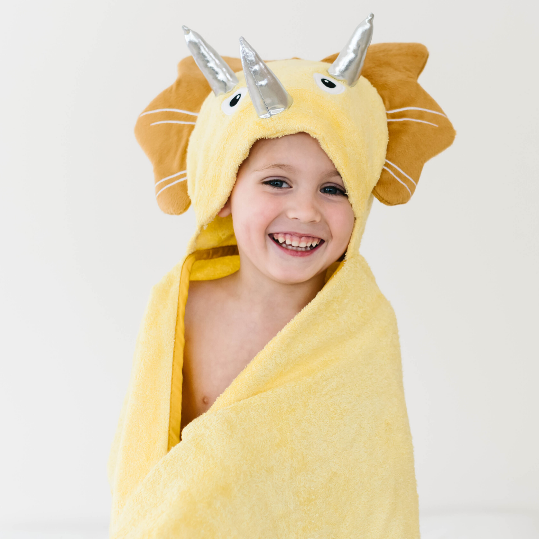 Bamboo Viscose Baby Hooded Towel Yellow Dinosaur Eromxe