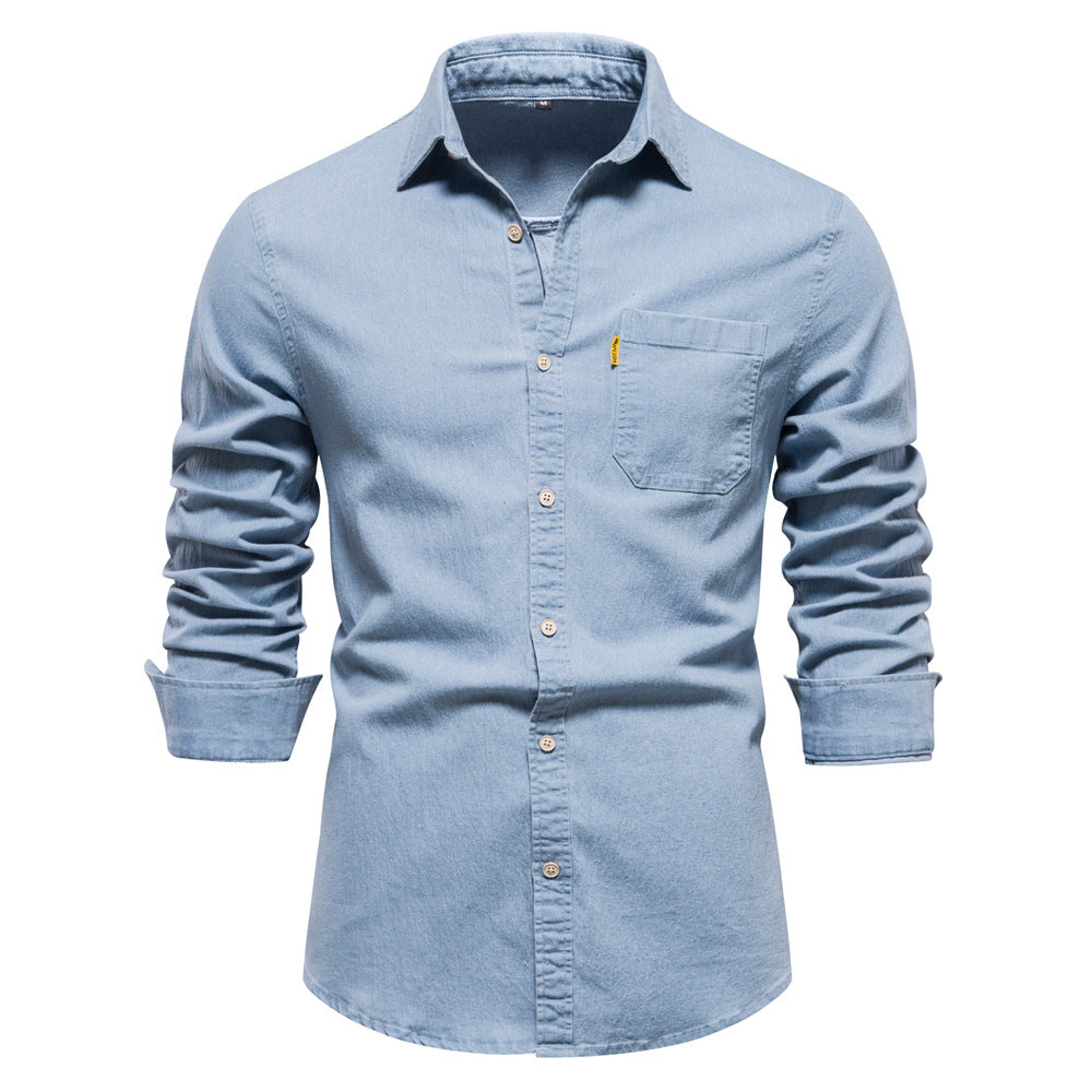 Men's Fashion Casual Denim Non-ironing Shirt Eromxe