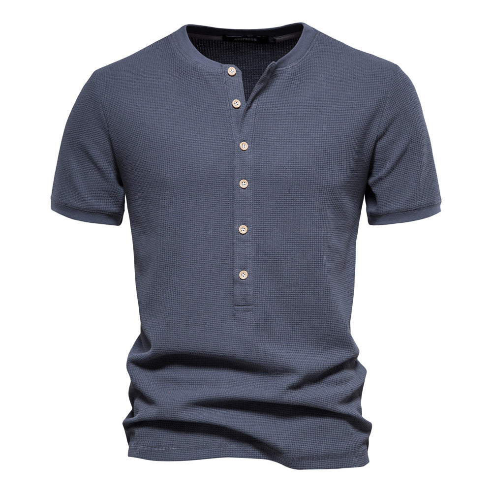 Men's Fashion Casual Round Neck Solid Color T-shirt Eromxe