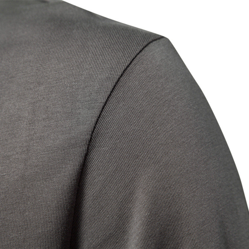 Men's Fashion Casual Solid Color Zipper And Lapel Cotton Top Eromxe