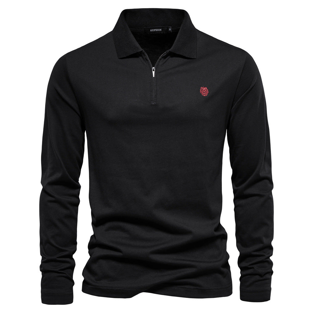 Men's Fashion Casual Solid Color Zipper And Lapel Cotton Top Eromxe