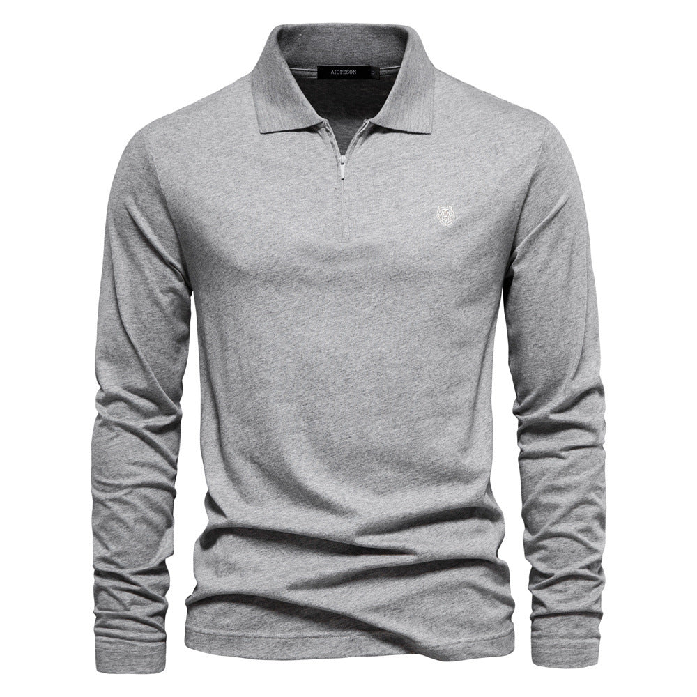 Men's Fashion Casual Solid Color Zipper And Lapel Cotton Top Eromxe