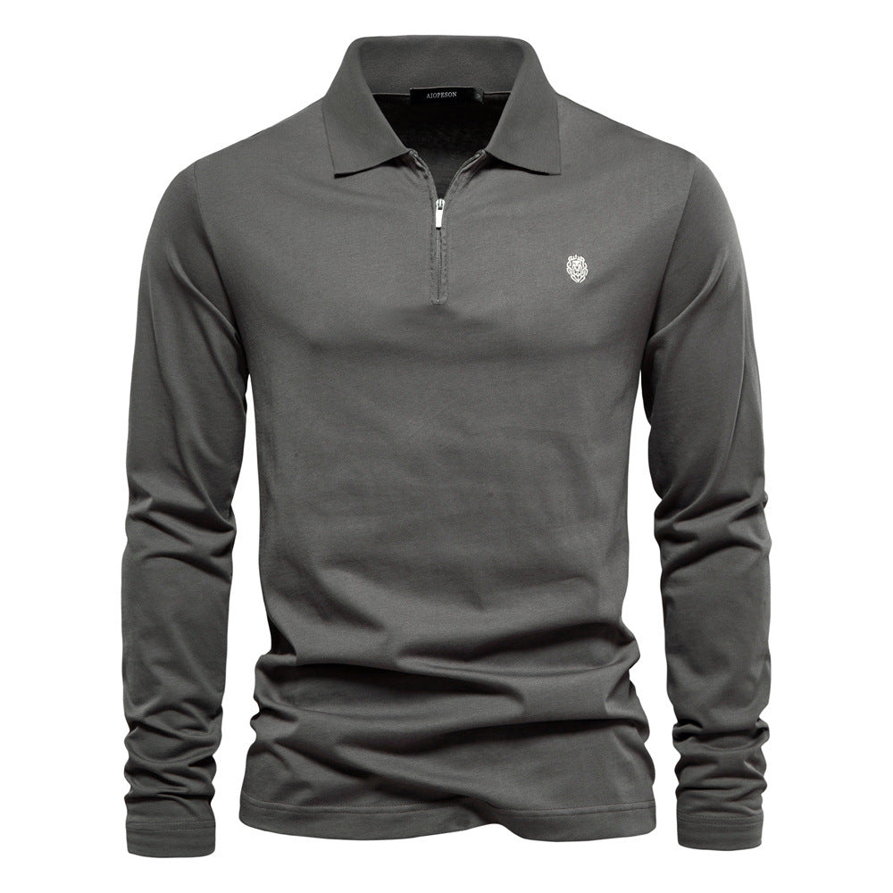 Men's Fashion Casual Solid Color Zipper And Lapel Cotton Top Eromxe