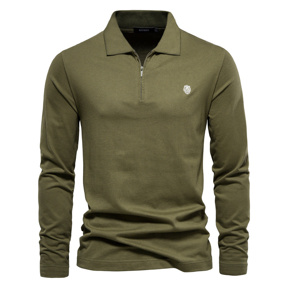 Men's Fashion Casual Solid Color Zipper And Lapel Cotton Top Eromxe