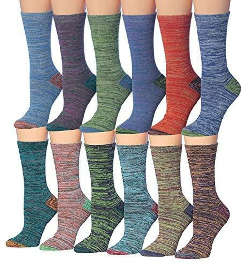 Tipi Toe Women's 12 Pairs Colorful Patterned Crew Socks Eromxe