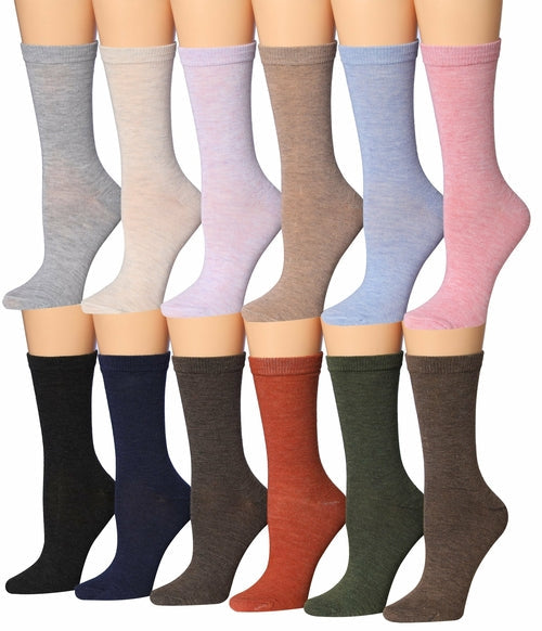 Tipi Toe Women's 12 Pairs Colorful Patterned Crew Socks Eromxe