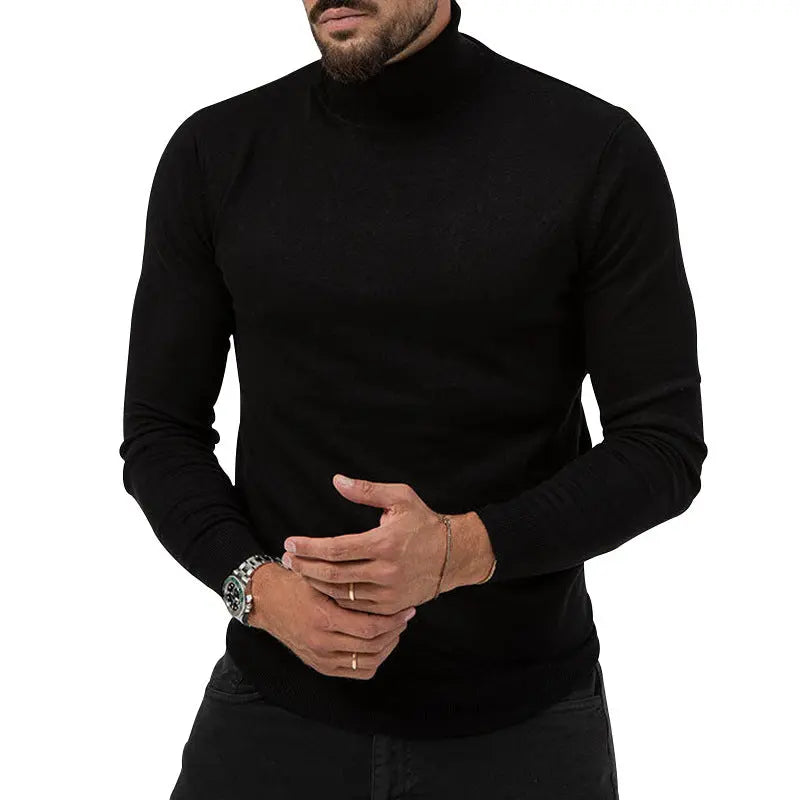 Autumn And Winter New High-elastic Turtleneck Knitted Cashmere Sweater Thickened Young Men's Warm Undercoat - Image #3