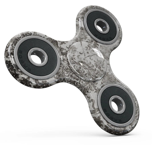 Black and White Cauliflower Damask Pattern Full-Body Fidget Spinner - Image #1