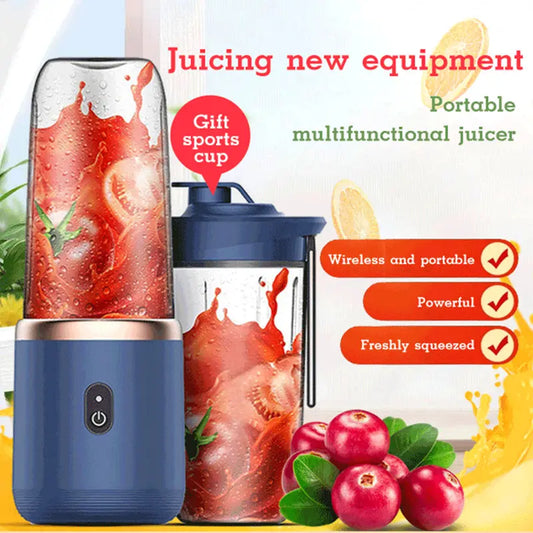 6blade Portable Blender Mini Juicer Cup Extractor Smoothie USB Charging Fruit Squeezer Blender Food Mixer Ice Crusher Portable Juicer Machine - Image #1
