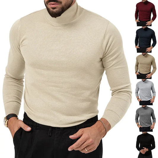 Autumn And Winter New High-elastic Turtleneck Knitted Cashmere Sweater Thickened Young Men's Warm Undercoat - Image #1