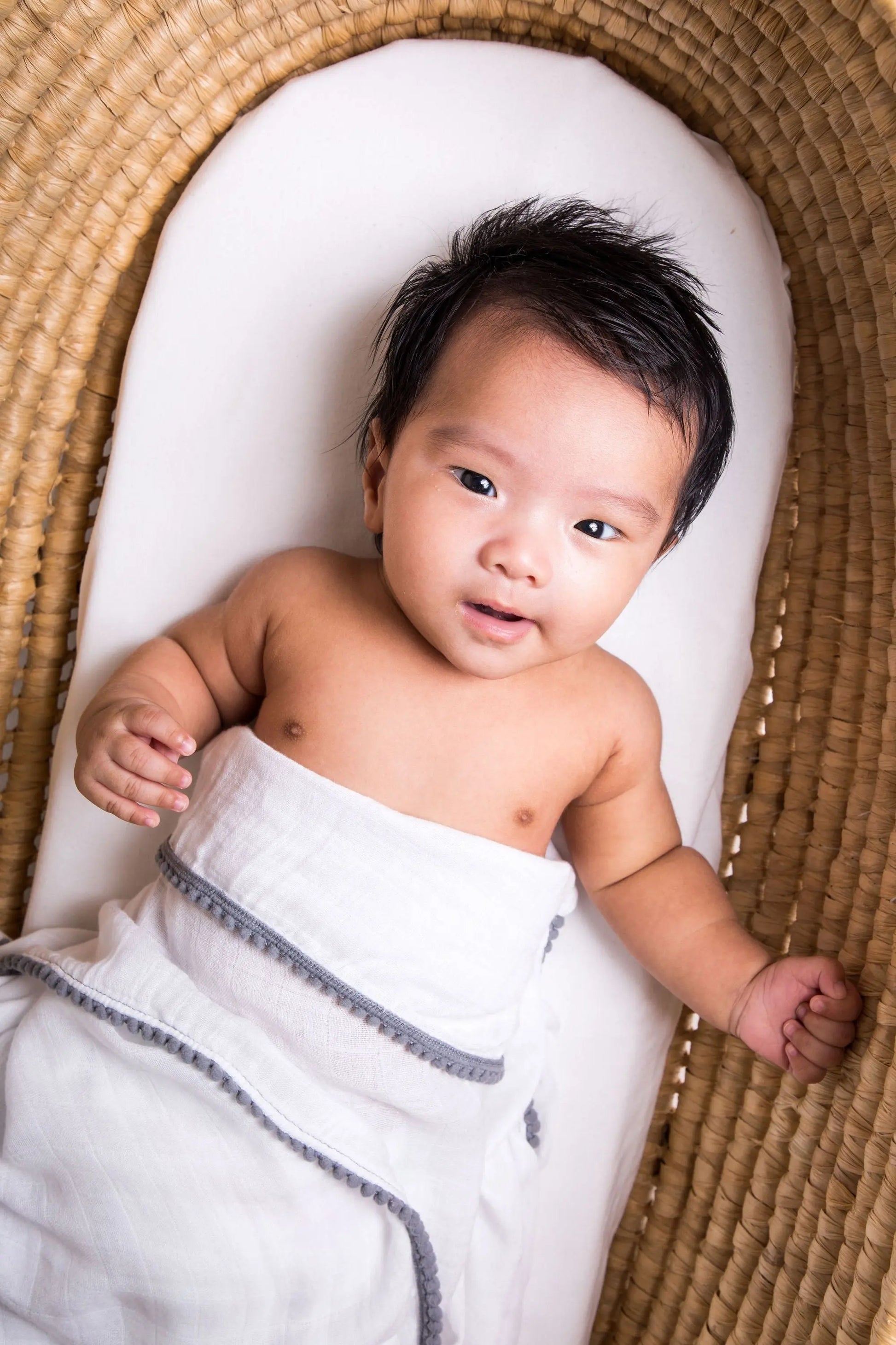 3 Pc Newborn Essential Set - Hooded Towel, Swaddle + Toy Rattle Eromxe