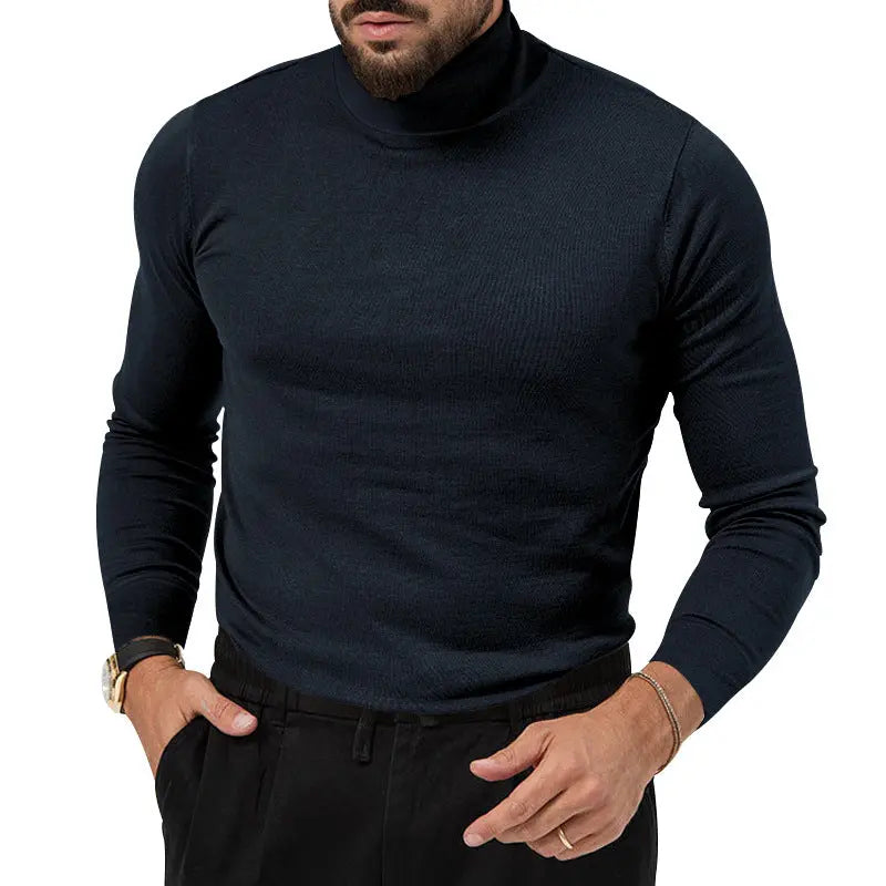 Autumn And Winter New High-elastic Turtleneck Knitted Cashmere Sweater Thickened Young Men's Warm Undercoat - Image #2