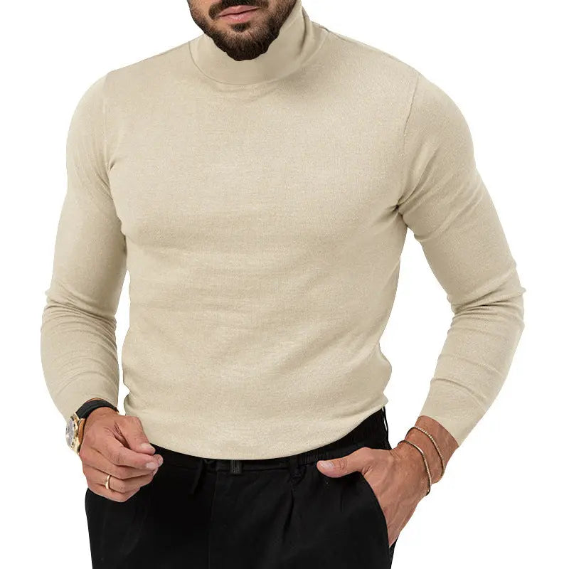Autumn And Winter New High-elastic Turtleneck Knitted Cashmere Sweater Thickened Young Men's Warm Undercoat - Image #8