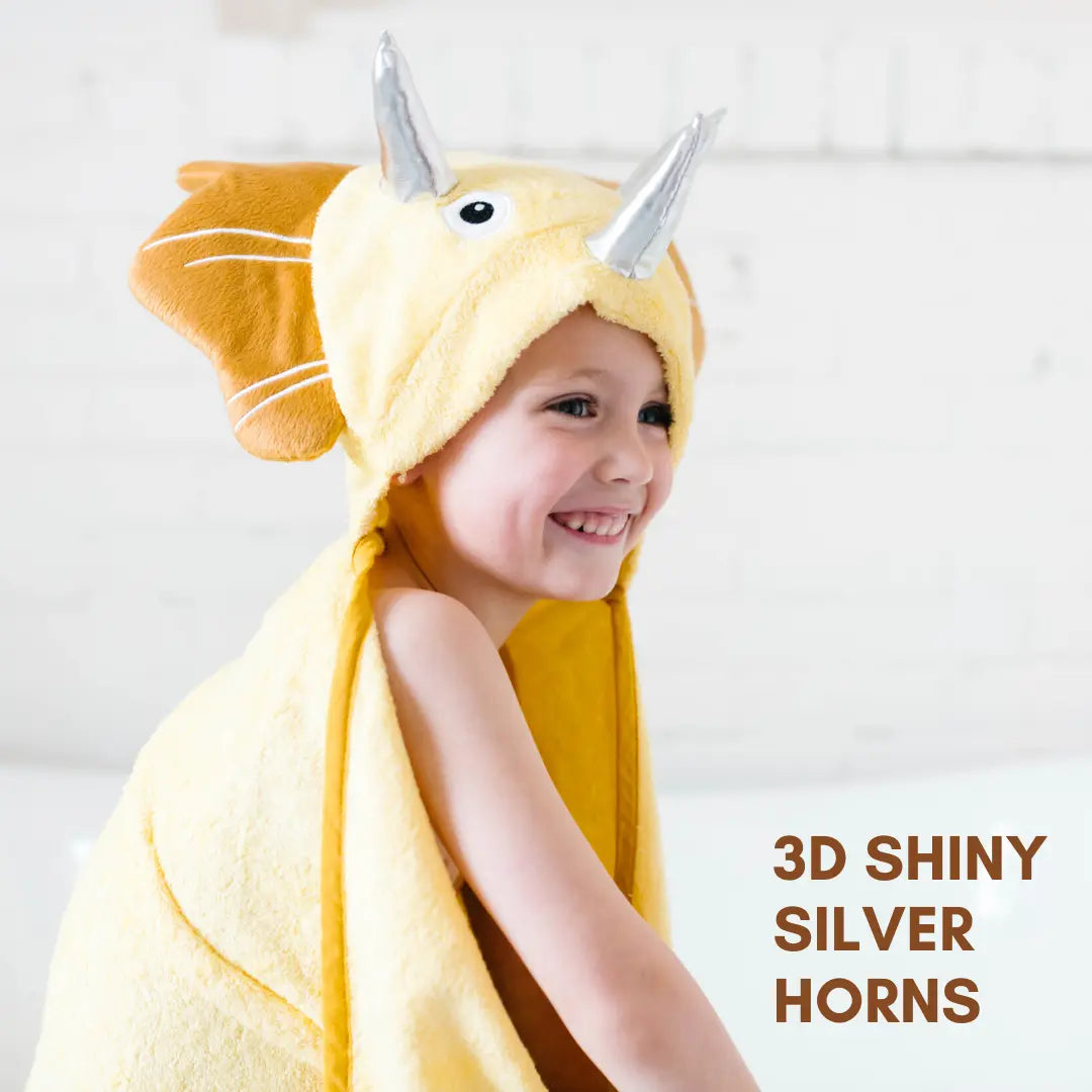Bamboo Viscose Baby Hooded Towel Yellow Dinosaur Eromxe