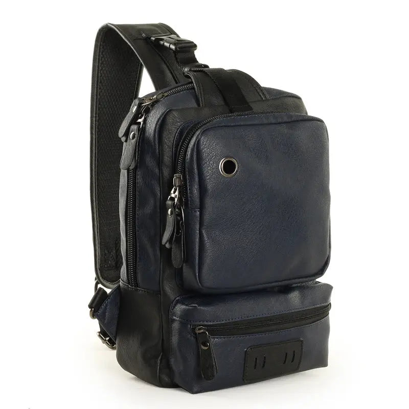 A Mo Tis Leather Backpack Bag trend of Korean men's casual outdoor sport for men chest Bag Satchel - Image #7