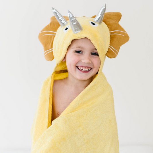Bamboo Viscose Baby Hooded Towel Yellow Dinosaur Eromxe