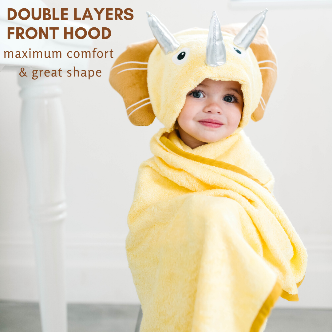 Bamboo Viscose Baby Hooded Towel Yellow Dinosaur Eromxe