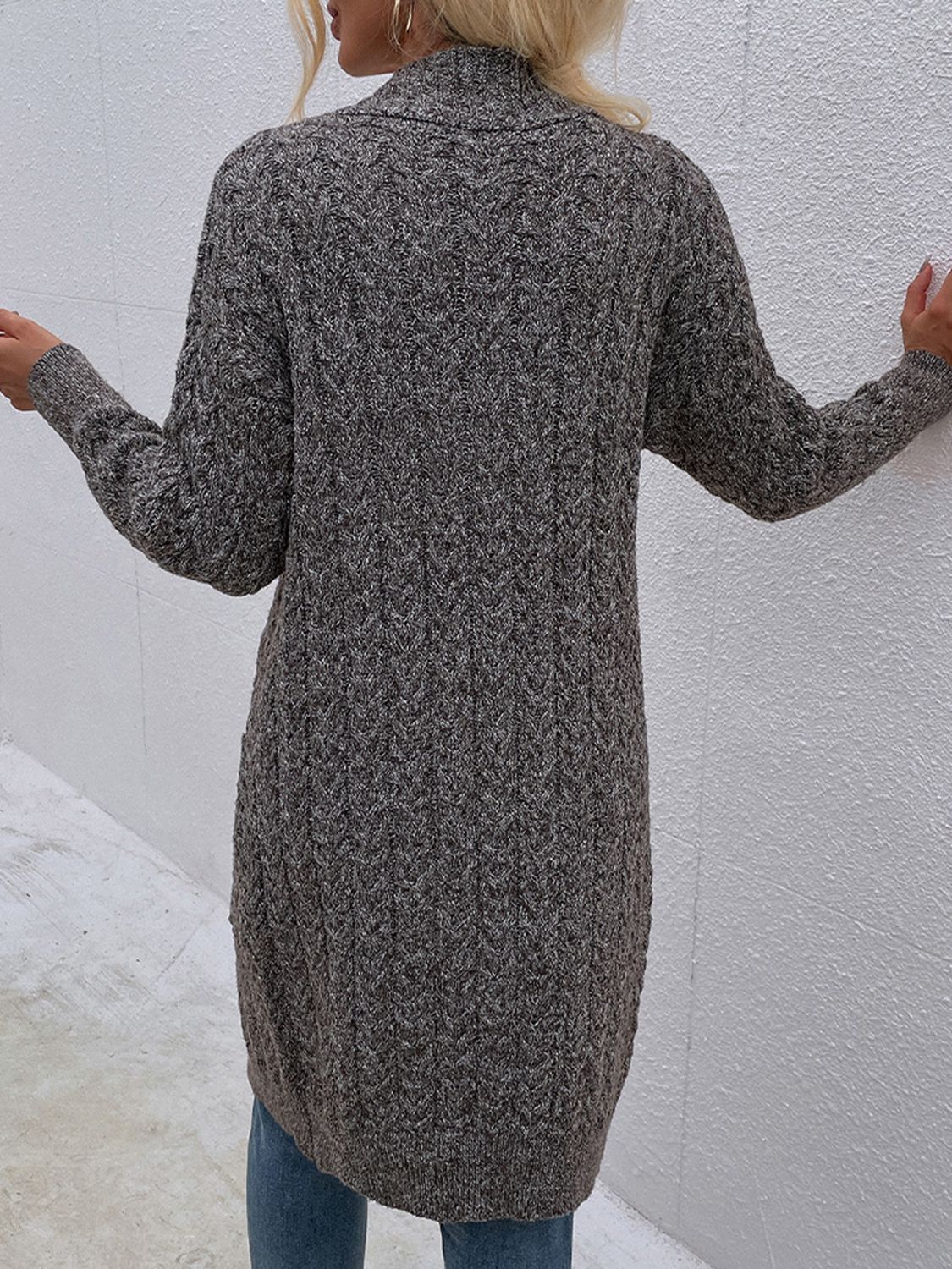 Button Down Longline Cardigan with Pockets Eromxe