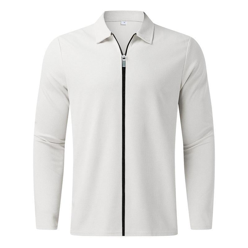 Men's Clothing Waffle Style Zipped Lapel Jacket Outdoor Sports Tops Eromxe