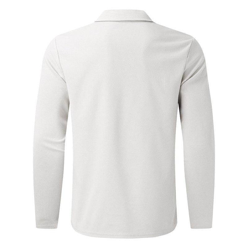 Men's Clothing Waffle Style Zipped Lapel Jacket Outdoor Sports Tops Eromxe