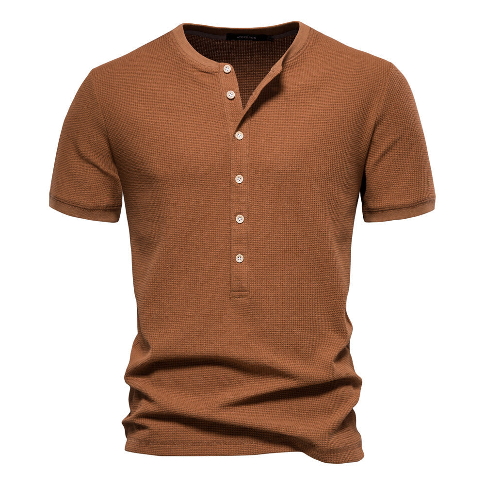 Men's Fashion Casual Round Neck Solid Color T-shirt Eromxe