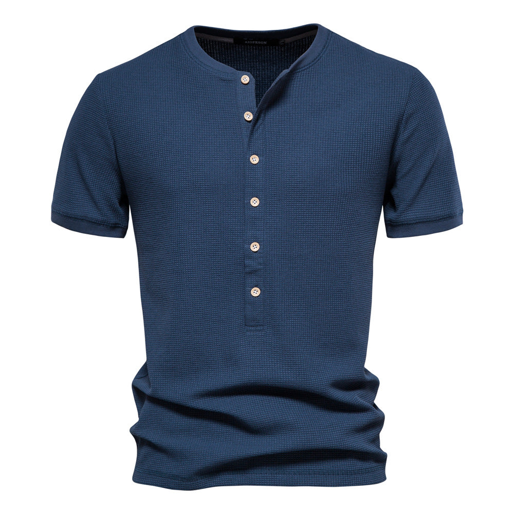 Men's Fashion Casual Round Neck Solid Color T-shirt Eromxe