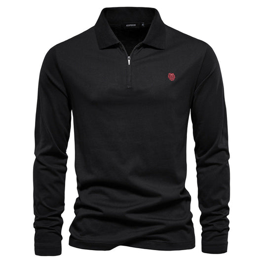 Men's Fashion Casual Solid Color Zipper And Lapel Cotton Top Eromxe