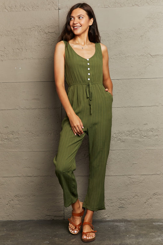 Tied Sleeveless Jumpsuit with Pockets Eromxe