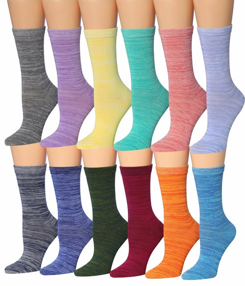 Tipi Toe Women's 12 Pairs Colorful Patterned Crew Socks Eromxe
