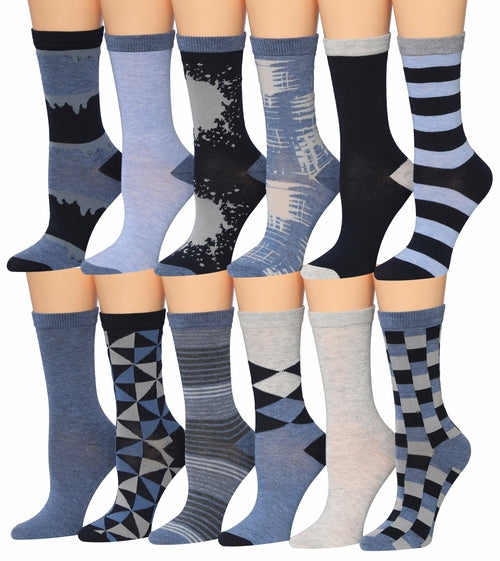 Tipi Toe Women's 12 Pairs Colorful Patterned Crew Socks Eromxe