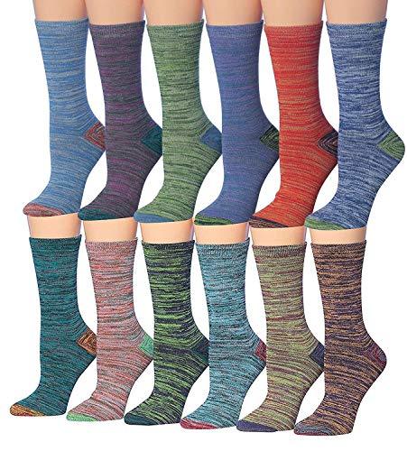 Tipi Toe Women's 12 Pairs Colorful Patterned Crew Socks Eromxe