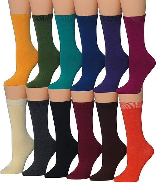 Tipi Toe Women's 12 Pairs Colorful Patterned Crew Socks Eromxe