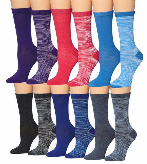 Tipi Toe Women's 12 Pairs Colorful Patterned Crew Socks Eromxe