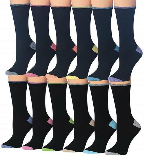 Tipi Toe Women's 12 Pairs Colorful Patterned Crew Socks Eromxe