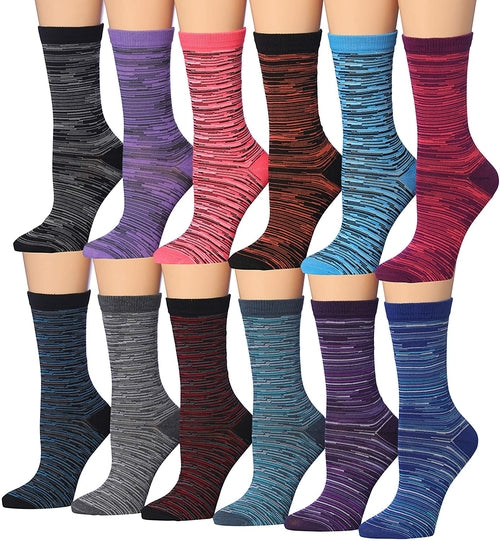 Tipi Toe Women's 12 Pairs Colorful Patterned Crew Socks Eromxe