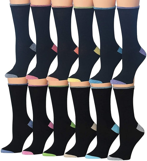 Tipi Toe Women's 12 Pairs Colorful Patterned Crew Socks Eromxe