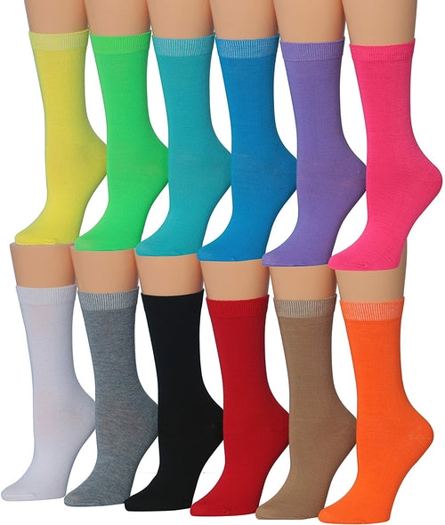 Tipi Toe Women's 12 Pairs Colorful Patterned Crew Socks Eromxe