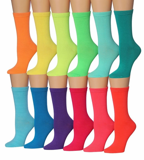 Tipi Toe Women's 12 Pairs Colorful Patterned Crew Socks Eromxe