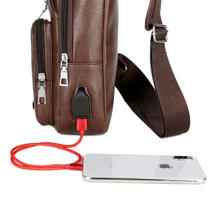 USB Portable Charging Chest Bag Messenger Bag Eromxe