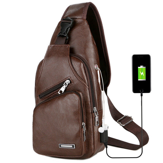 USB Portable Charging Chest Bag Messenger Bag Eromxe