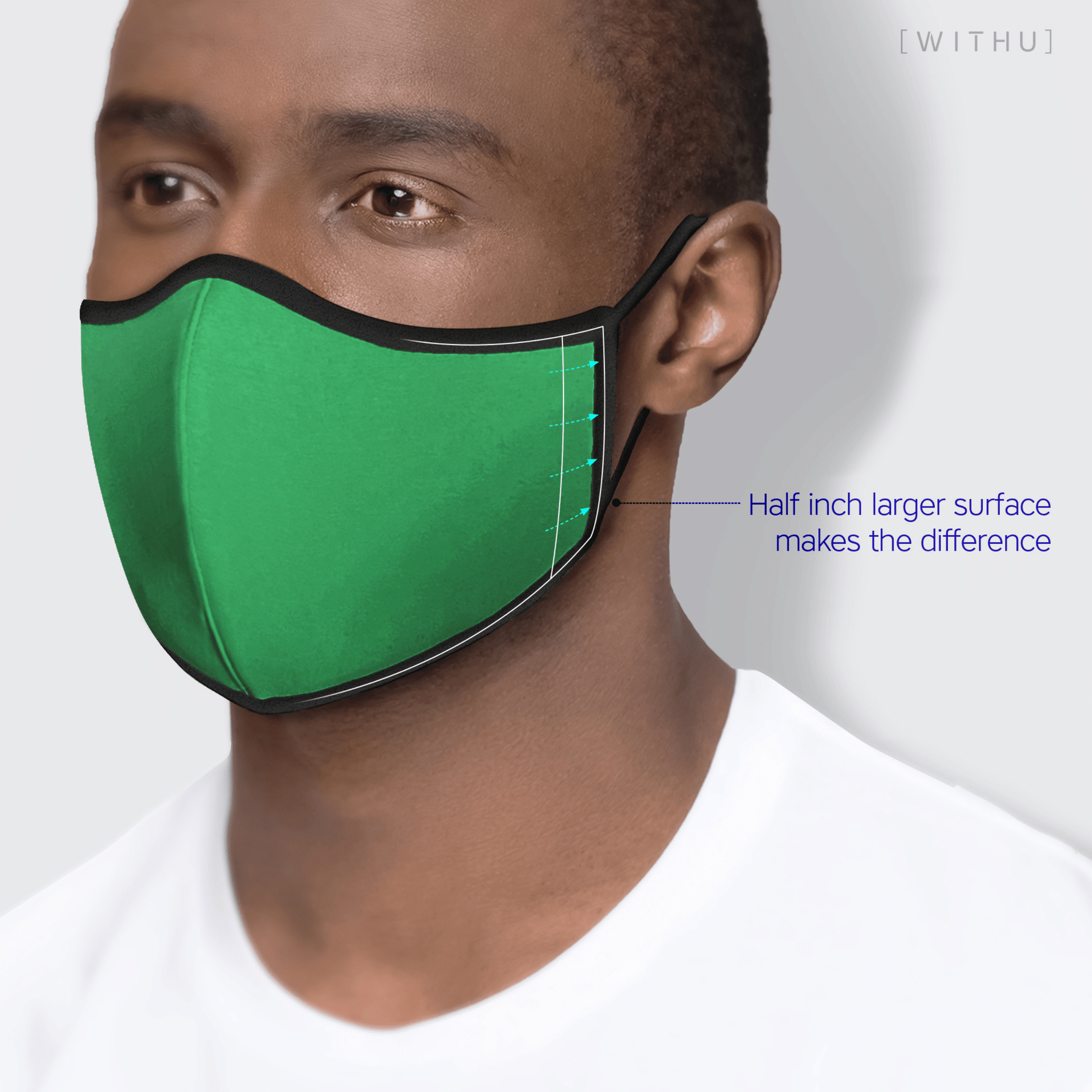 WITH U Washable Reusable Face Masks - 3-Layer with Adjustable Ear Eromxe