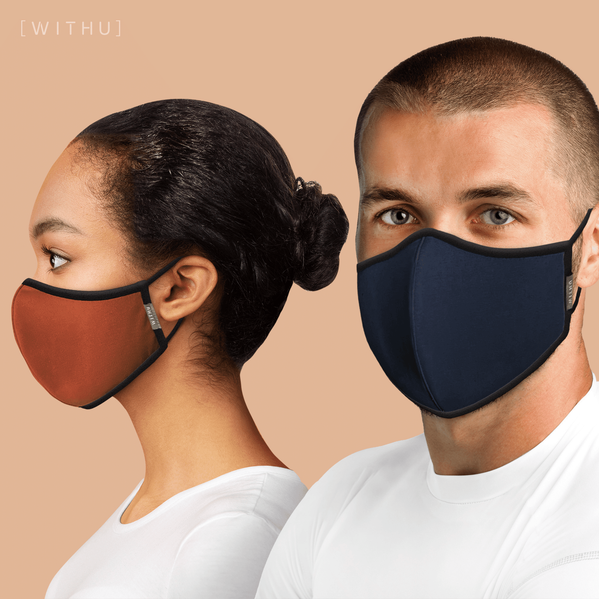 WITH U Washable Reusable Face Masks - 3-Layer with Adjustable Ear Eromxe