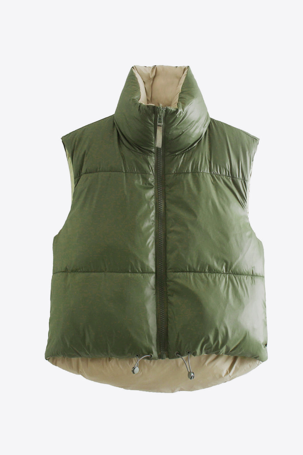 Zip-Up Drawstring Puffer Vest Eromxe